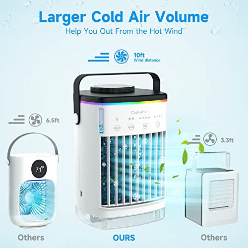 Portable Air Conditioners, Leaeyfe Cooling Fan Mini Air Conditioner Portable, 4 Wind Speed & 7 Led Light, 2 Cool Air Spray & 2-8H Timer, Personal Air Conditioner Evaporative Air Cooler For Room/Office #TOP1