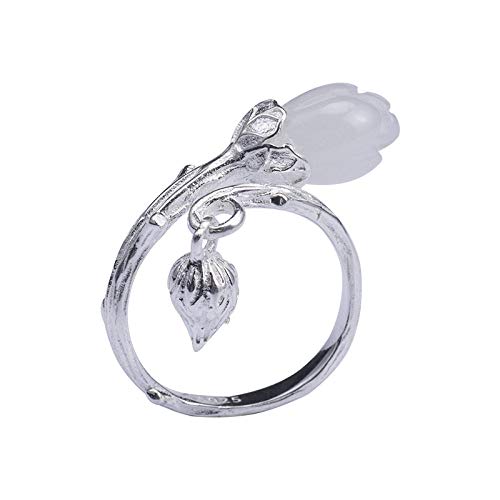 Bague ajustable pour femme au style rétro chinois de bouton de magnolia
