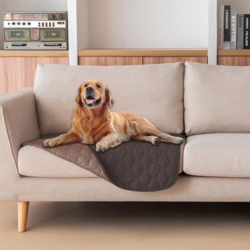 Image of gogobunny 100% Double Sided Waterproof Dog Blanket Soft Pet Bed Cover Reversible Protect Furniture Couch Sofa Car for Puppy Cat Kids (Dark Coffee /Light Coffee, 30x30 Inch (Pack of 1))