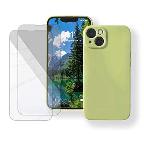 Fonkaz, Pack 3/1} - Juego de 2 protectores de pantalla integrales + 1 carcasa Pastello de color verde oliva Cover