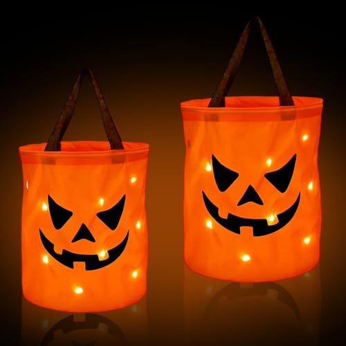 Halloween Bucket,Halloween Bags,2 Pcs Basket with Handles,Durable Bags for Trick or Treating for Sweets for Kids