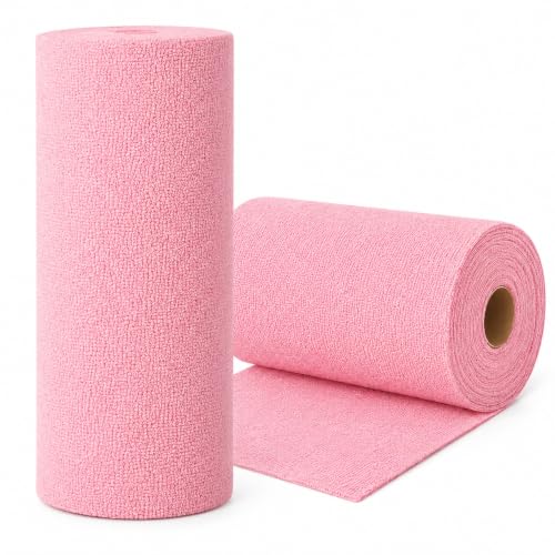 Microfiber Cleaning Cloth Roll, Reusable Kitchen Towel Roll, Micro Fiber Cleaning Cloth for Kitchen, Car, Home & Daily Surface Cleaning, Easy-to-Use Roll Format, Pink (A025 20PACK)