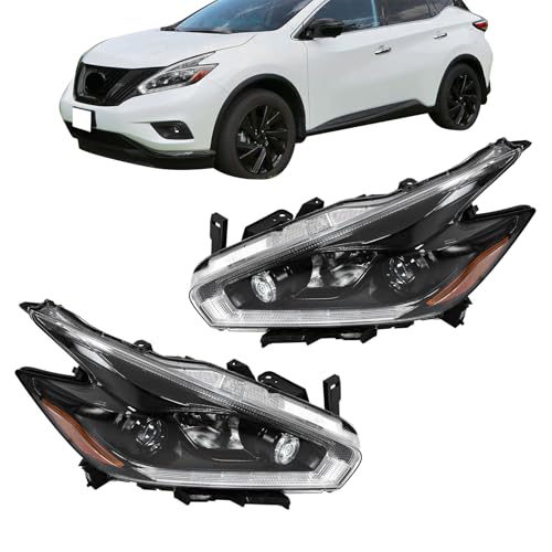 Silscvtt 1 Pair of Driver and Passenger Side Replacement for Murano 2015-2018 Halogen w/DRL NI2502260 NI2503260 Headlights Assembly