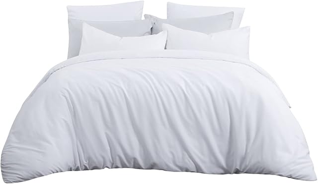 RUIKASI Super King Size Duvet Cover Set - Microfiber Superking Duvet Cover with 2 Pillowcases, Ultra Soft Bedding Quilt Cover with Zipper Closure, White
