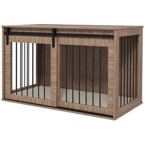 Dog Cage with Sliding Door, Modern Dog Crate Furniture, Dog Cage End Table, Dog Kennel with Doors, for Medium Small Dog Indoor Use