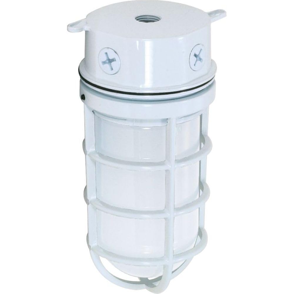 Nuvo Lighting SF76/616 Industrial Style Small Heavy Duty Aluminum Durable Outdoor Close to Ceiling Porch and Patio Light with Frosted Glass, White
