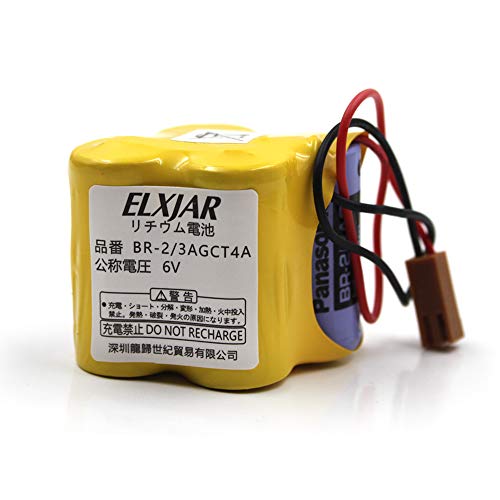 Elxjar (3-Pack) Br-2/3Agct4A 6V 4400Mah Replacement Battery For Panasonic Fanuc A98L-0031-0025, Custom-107, Shs749, Alit0138, Lit0138 (Brown Connector) #TOP4