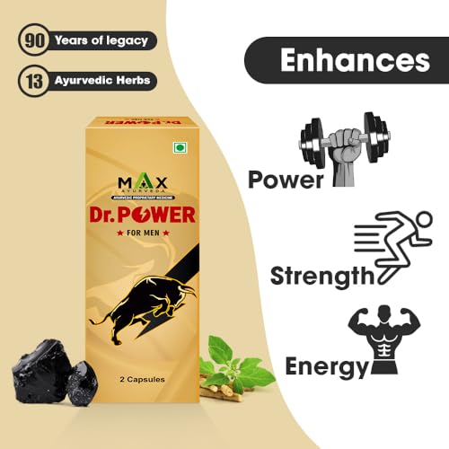 Image of Max Ayurveda Dr. Power Capsules for Men | 100% Ayurvedic & GMP Certified | Stamina, Power and Energy Booster | Pack of 10 (2 Capsules Each)