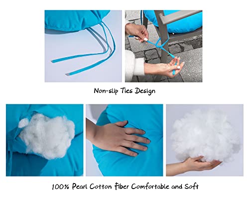 Rosninika 2 Pack Round Bistro Seat Cushions Bistro Chair Cushion Round Cushion Outdoor Chair Cushions With Ties 15X15X4 Inches Ocean Blue #TOP2