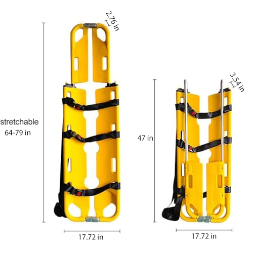 WJPDXFENG Portable Foldable Scoop Stretcher - Lightweight Aluminum Emergency Spine Board with Adjustable Length, 396.8 lb Load Capacity, for Patient Transfer, First Aid, Hospital, Ambulance, Rescue