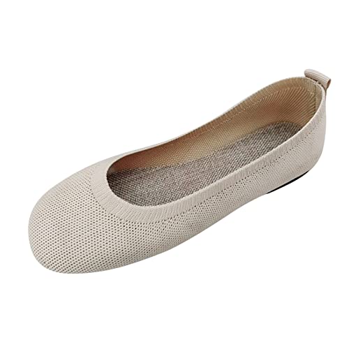 Generic Zapatos Casuales para Mujer Cómodos Mocasines Zapatos Informales Planos Bajos de Malla de Punto Transpirable de Color sólido a la Moda para Mujer Bailarinas Plegable (Beige, 40), Bj6xBgD28