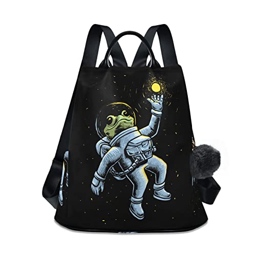 Fustylead Space Frog Astronaut - Mochila de moda para mujer, bolsa de hombro para mujer, Negro, talla única