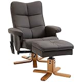 HOMCOM Relaxsessel mit Liegefunktion Massagesessel mit Fußhocker Fernsehsessel TV Sessel 145°-Neigung Liegesessel Ergonomischer Stuhl mit 10 Vibrationpunkte Kunstleder Braun 80 x 86 x 99 cm