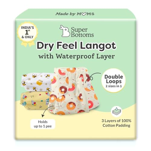Image of SuperBottoms DryFeel Baby Langot 0-6 months l Organic Cotton Modern Baby Nappy l Mess-free Langot with Gentle Elastics l Super DryFeel Top Layer l Diaper-free Time Essential | 3 Pack
