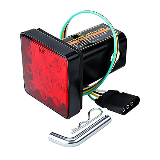 Cenipar Trailer Hitch Receiver Cover with 12 LEDs Red Brake Light with 2" Receiver for Towing Truck RV and SUV