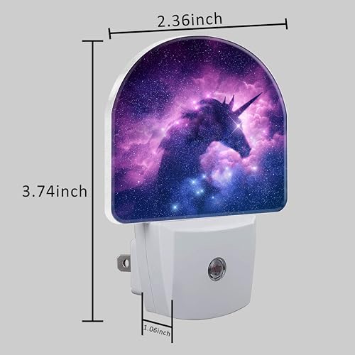 Image of Plug in Night Lights Unicorn Silhouette in Galaxy Nebula Nightlight Plug Into Wall Dusk to Dawn Sensor LED Night Light for Kid Girls Boys Room Decor,Hallway,Kitchen,Bathroom,Nursery,Stairs