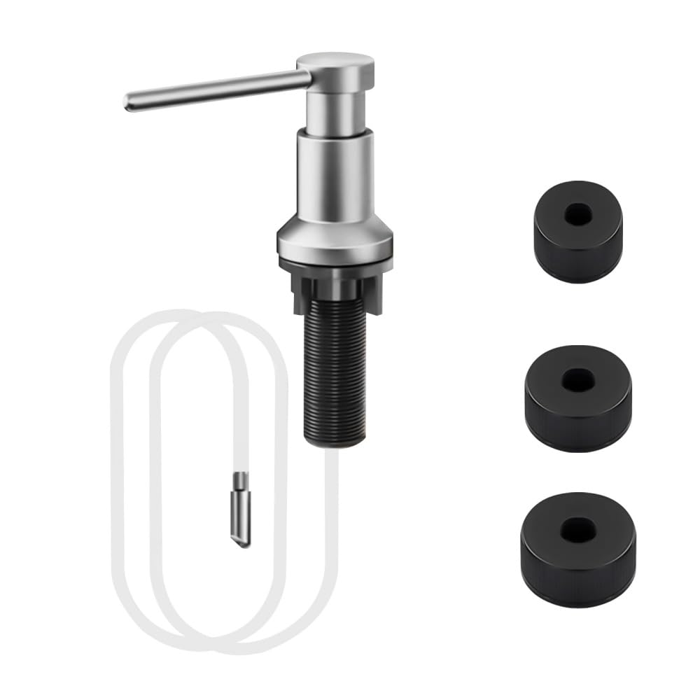 Sink Soap Dispenser Set, 304 Stainless Steel Built in Soap Dispenser with 47'' Extension Tube Kitchen Countertop Sink Pump Head for Home Bathroom Sink