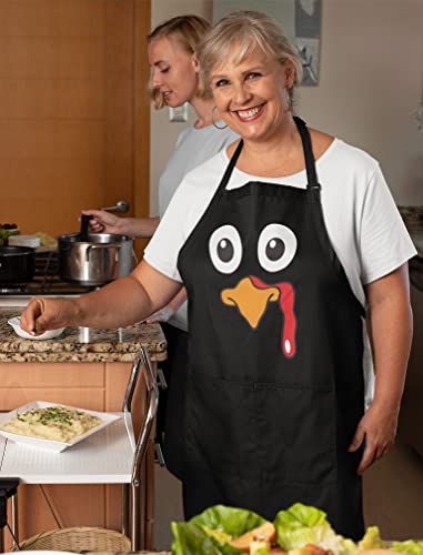 Thanksgiving Apron Turkey Funny Cooking Aprons for Men and Women One Size Black