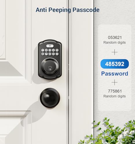 Veise Keyless Entry Door Lock With 2 Door Knobs - Keypad Door Lock With Handle, Front Door Lock Set, Electronic Keypad Deadbolt Smart Lock thumb #2