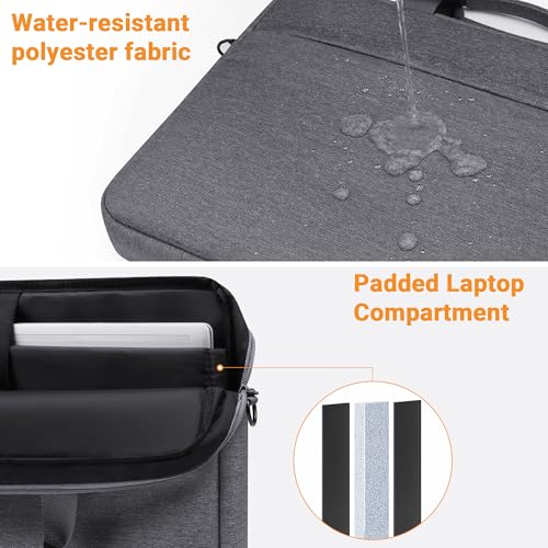 TECOOL 15,6 16 Zoll Laptoptasche Schultertasche für 15 15,6 16’’ Lenovo Acer ASUS Dell HP Umhängetasche Notebook Laptop Wasserdicht Aktentasche, Tasche MacBook Pro 16 M4 M3 M2 M1, Dunkelgrau