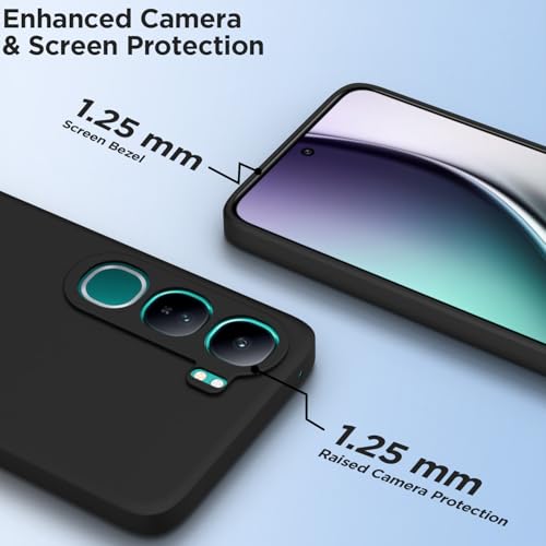 Image of Outlouders Back Cover for Vivo Y300 5G / Vivo V40 Lite 5G | Camera Protection | Durable Soft Matte Silicone Bumper Case (Black)