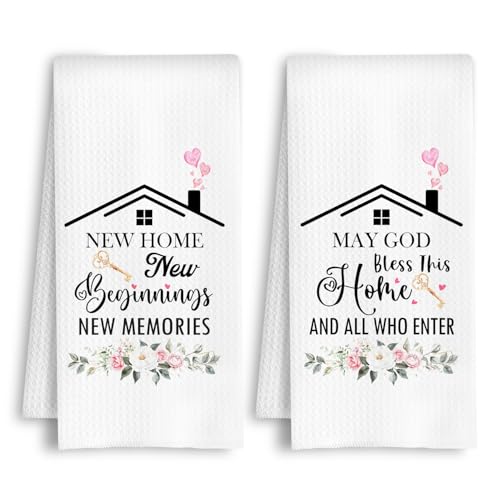 HSIASHENG New Home Gifts Kitchen Towels, Housewarming Gifts for New House Dish Towels, House Warming Gift Hand Tea Towel for Bathroom Kitchen, 16x24 Inch Set of 2