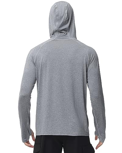 Roadbox Mens Long Sleeve Sun Shirts, 2 Pack UPF 50+ UV Protection Hoodie Shirt for Fishing Hiking Running Workout Swim3