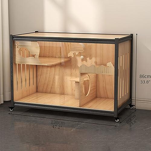 Innenkatze Gehege, Kätzchen-Playpen Cat Catio Cat Cat House Großes Holzkatze für Außen-Innen-Innen-, Multi-Feature-geschlossene Katzenkäfige mit Fluchttüren und -rollen können als Fernsehsch-7