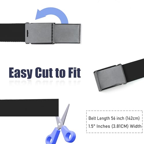 Image of Mile High Life Canvas Web Belt | Cut to Fit Up to 52 inch | Flip-Top Matte Silver Nickel Buckle 12 Colors