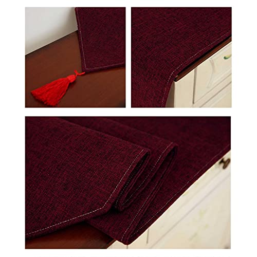 Chemin de table de couleur unie avec pompons pour table extra longue