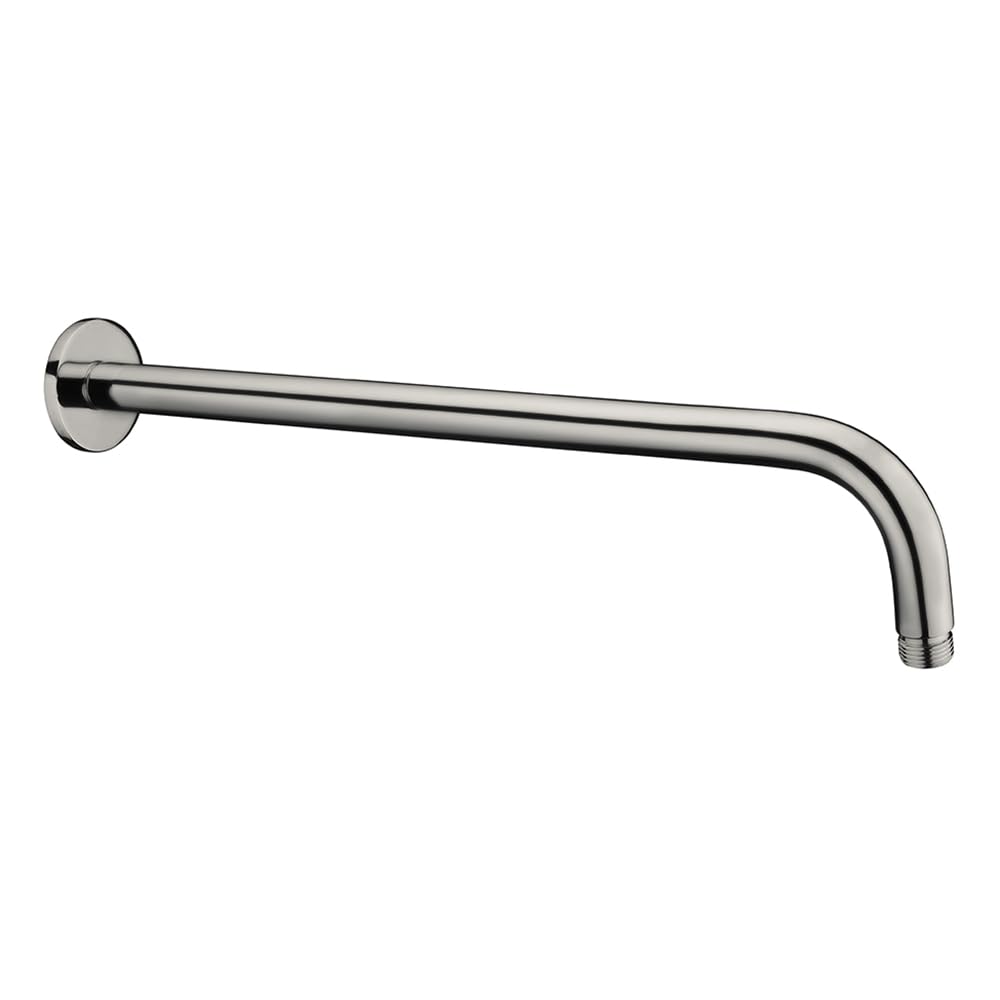 Kit doccia satinato con braccio 35 cm e soffione 25 cm in acciaio inox, ugelli anticalcare e attacchi standard G 1/2", GEMINI