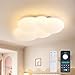 YUEEU 40CM 32W PE Lampara Infantil Techo, Lámpara de techo LED Regulable con Control Remoto 3000-6000K, Lámpara LED de Nubes Luces para Habitacion, Plafon Led Techo para Dormitorio de bebé