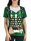 Funny World ST. Patrick's Day Women's Leprechaun Costume Clover T-Shirts (M, Green)