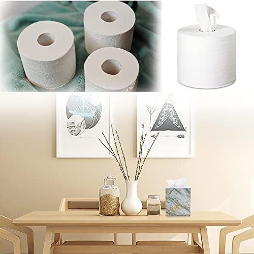BTSKY PU Leather Household Office Cube Tissue Paper Holder Box Cover Case Napkin Holder (Marble Green)