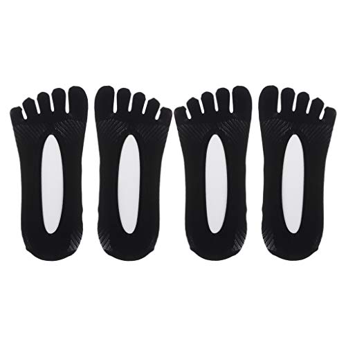 4 Pares Femininos De Cinco Dedos Dedos Do Pé No Show Meias Meias De Forro Invisível De Corte Baixo