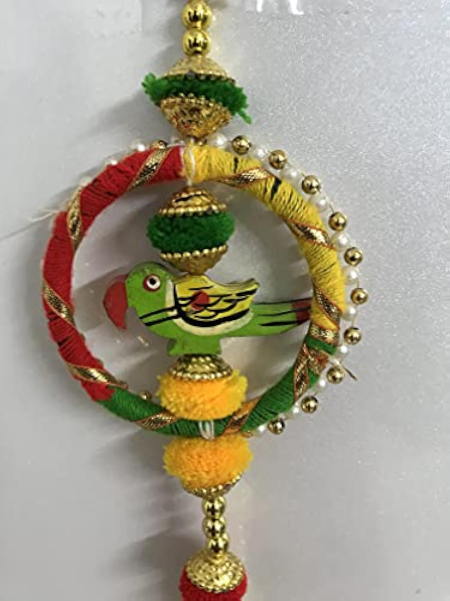 Handmade Multicolor Bangle with Parrot Pom Pom String, Home Décor