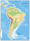 South America Physical Map - 23.3 x 16.5 Inches - Paper Laminated