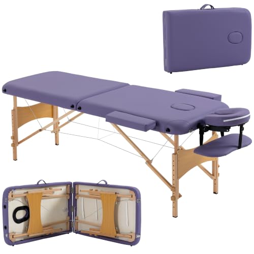 Image of HOMCOM Portable Massage Bed Folding Beauty Massage Table Purple