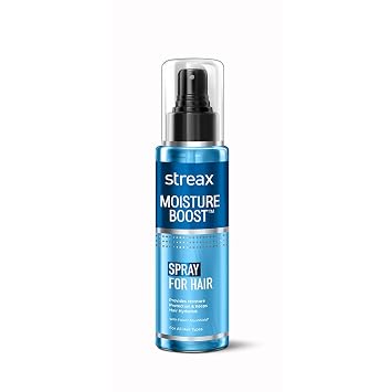 Streax Moisture Boost Spray Hair Serum for Dry Frizzy Hair - 50 ml | Hair Styling Serum for Women & Men | Hydrating, Frizz Free, Smooth & Silky Finish | with Fision AquaShield