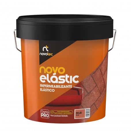 Impermeabilizante elástico con conservante anti-moho y antiverdín - NOVOELASTIC (Rojo Teja, 15 litros)
