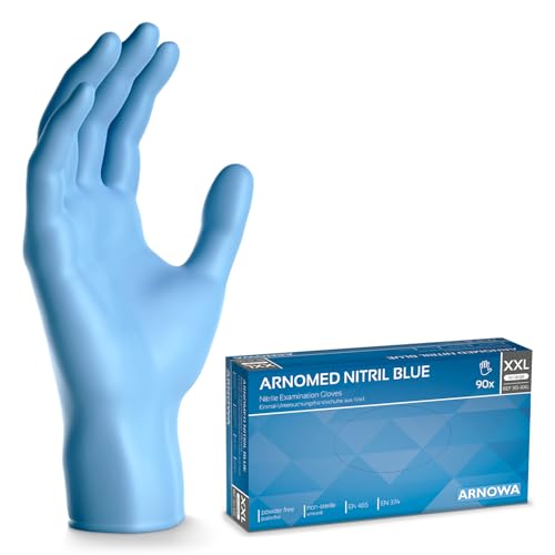 Preisvergleich Produktbild 900 Stück ARNOMED Einweghandschuhe Blau, Einmalhandschuhe XXL, Nitril Handschuhe, Nitrilhandschuhe puderfrei, Gummi-Handschuhe Einweg, Schutzhandschuhe, Handschuhe Nitril in XS, S, M, L, XL, XXL