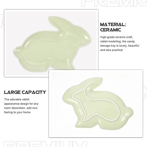 Bestoyard Bunny Rabbit Ceramic Plate: Easter Bunny Shaped Plates Cute Animal Candy Dish Snack Serving Tray Jewelry Trinket Ring Holder For Easter Party Decoration Supplies #TOP4