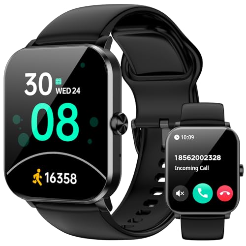 Fitness Watch with Heart Rate/Sleep/IP68 Waterproof/120+ Sports Modes, Pedometer, Android Smart Watch for Android iOS (Black)