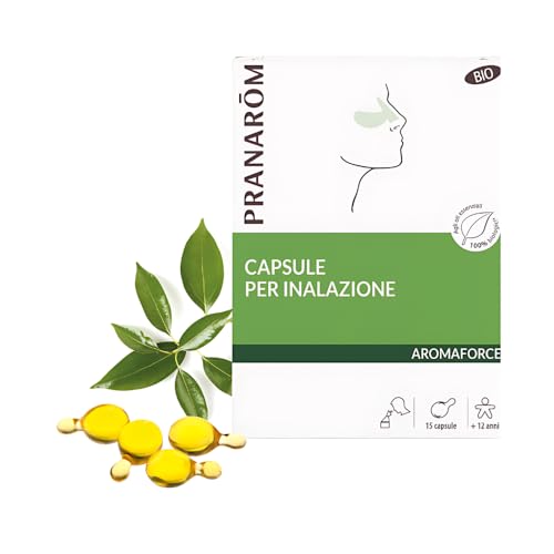 Pranarôm - Capsule Inalazione Bio - 15 Capsule DM - Oli Essenziali Purissimi di Ravintsara, Eucalipto Globulus e Mentolato - Decongestionante Naturale per il Naso e Vie Respiratorie