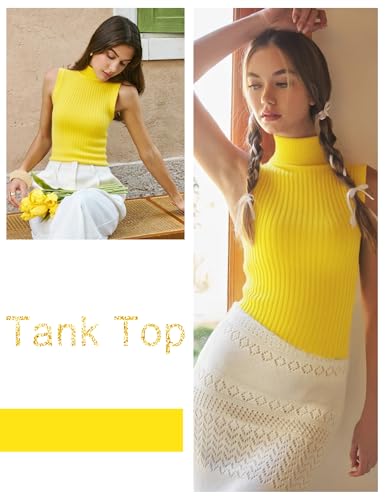 Image of v28 Women Sleeveless High Neck Turtleneck Stretchable Knit Sweater Top
