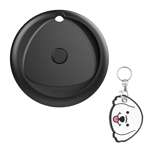 Tracker con Funda Protectora de Cuero Llavero (Perrito Adorable), buscador de Llaves，Batería Reemplazable, Rastreador de Etiquetas Impermeable para Mochila, Cartera, Equipaje