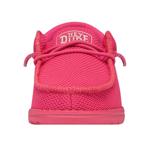 HEYDUDE Boy's Wally-Youth Funk Mono Electric Pink Size 2 | Youth's Shoes | Youth Slip-on Loafers | Comfortable & Light-Weight