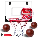 HONYGENAL Foldable Mini Basketball Hoop Indoor for Kids 16' x 12' - Over The Door Basketball Hoop Set with Ball and Pump, Indoor Wall Mounted Basketball Hoop Game Toys Gifts