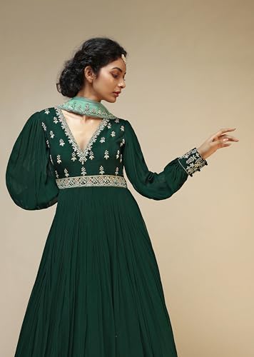 Image of TRENDMALLS Women's Georgette Embroidery With Sequence Work Anarkali Kurta Pant Set with Dupatta For Women