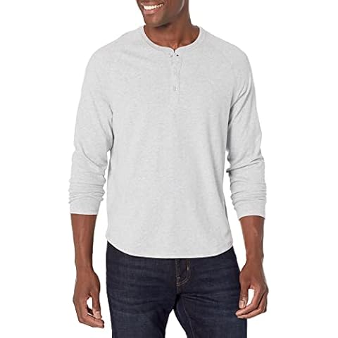 Amazon Essentials Camiseta de manga larga con cuello Henley y corte recto para hombre thumbnail